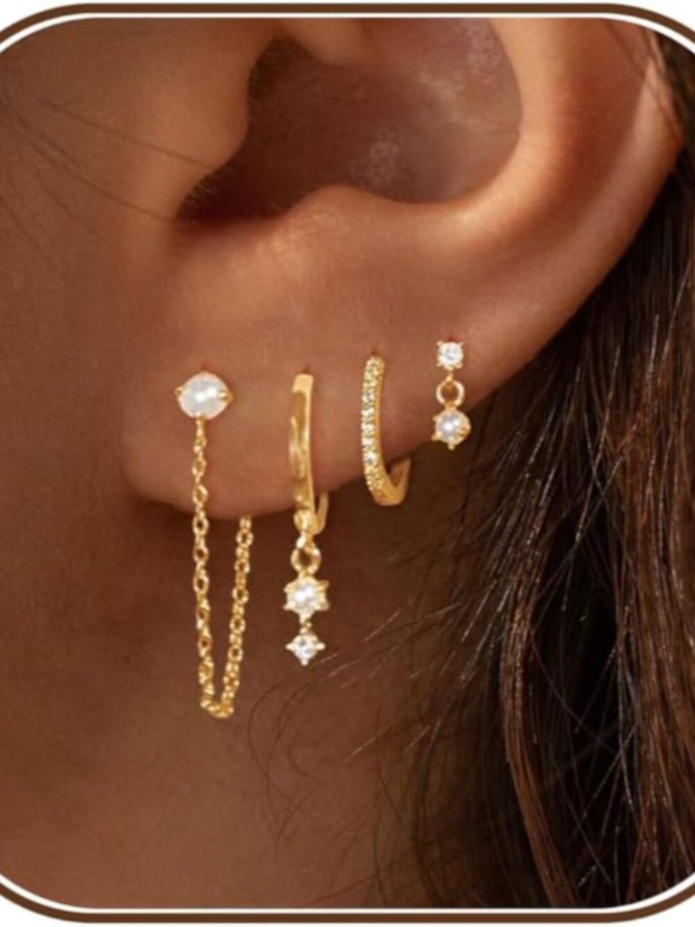 Gold Earrings for Women, 14k Gold Plated Dangle Huggie Earrings for Women Trendy